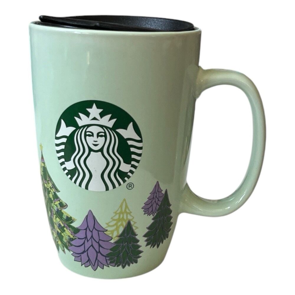 Starbucks Mint Green Christmas Tree Holiday Mug Travel Lid 2020 12 oz